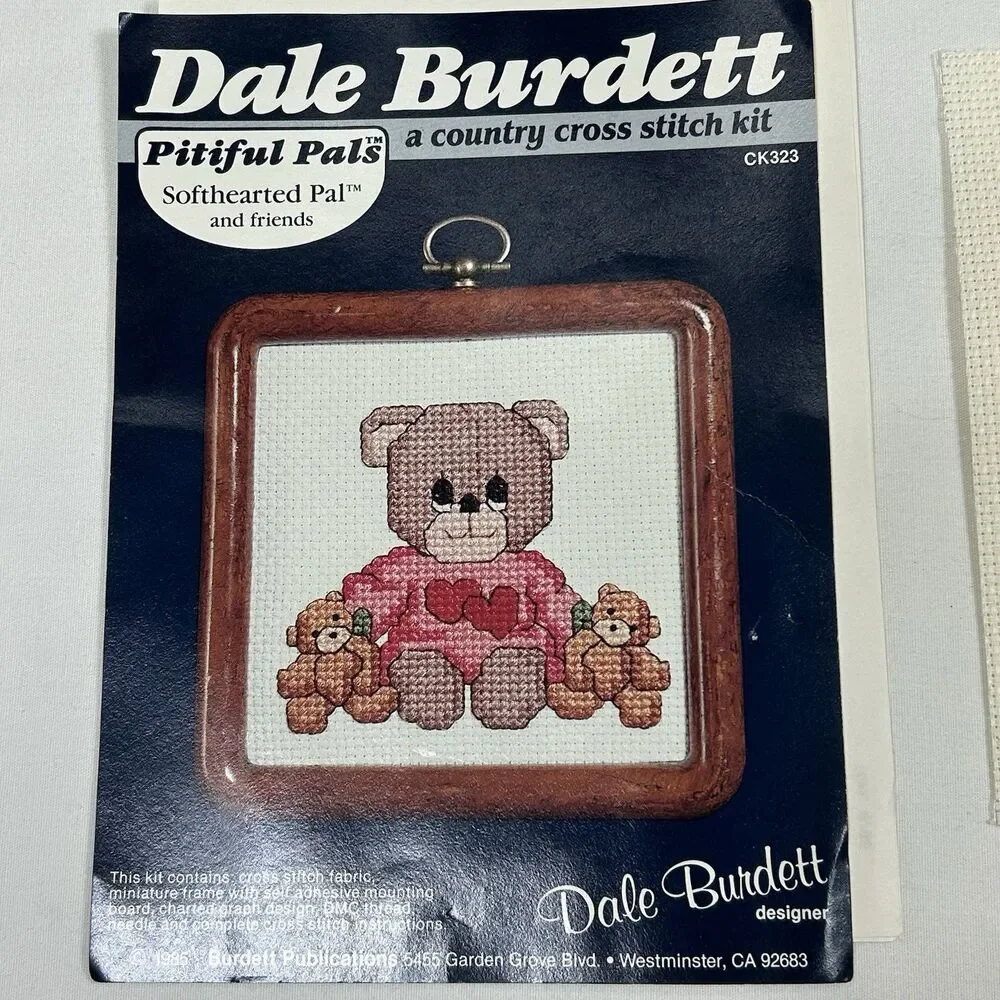 Dale Burdett Country Cross Stitch Kit CK323 Teddy Bear 1985 Mini Frame